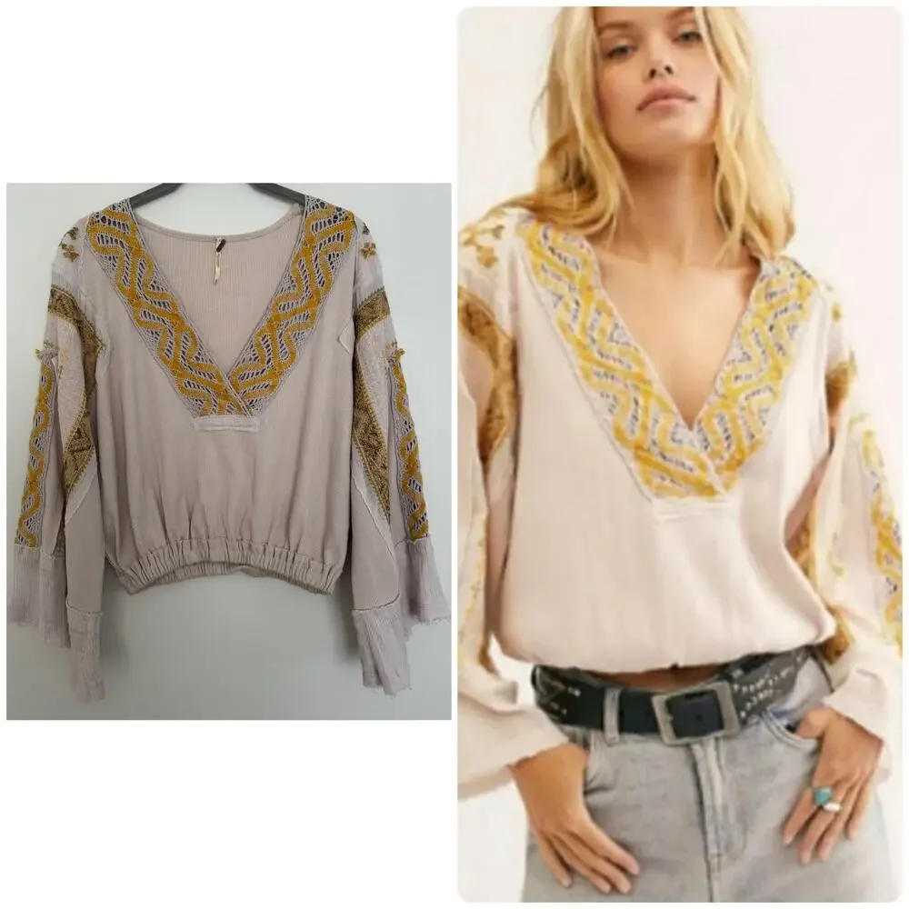 Free People Boho Cross Country Cropped Top